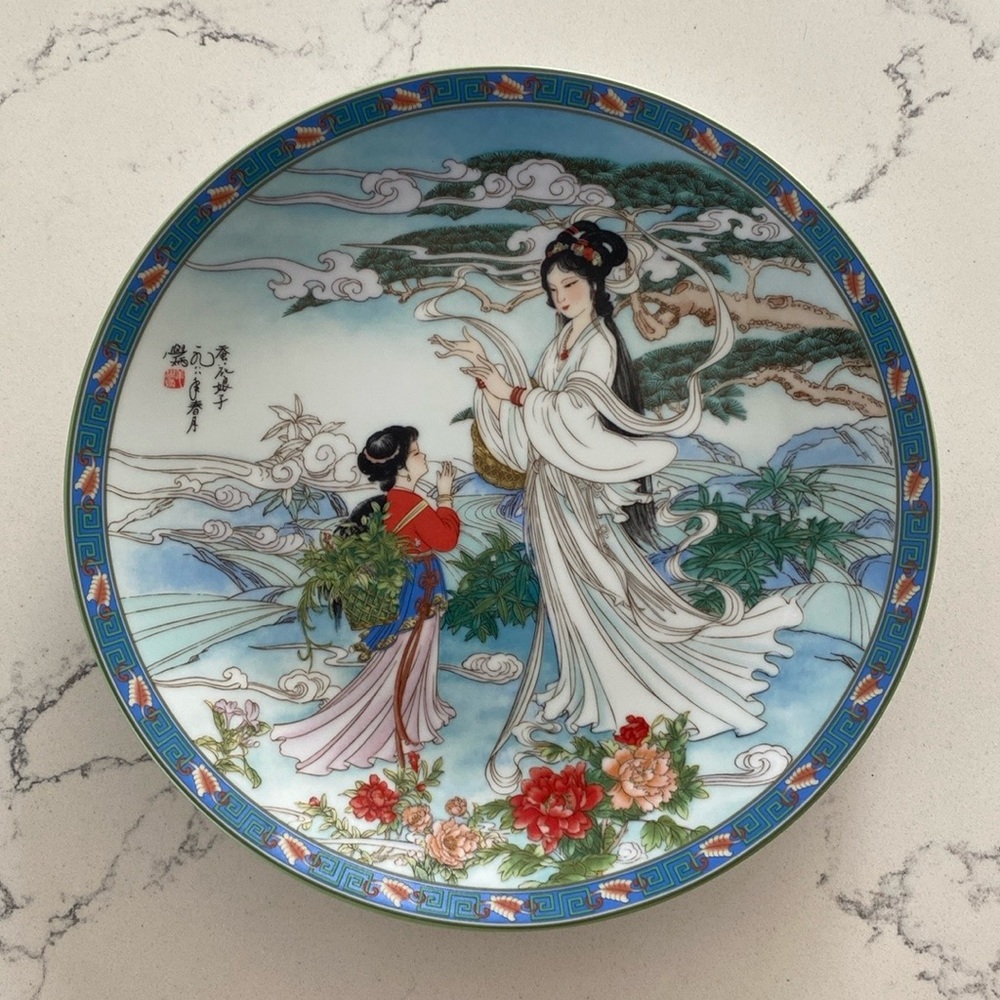 Imperial Jingdezhen Legends Of West Lake Lady Silkworm Porcelain Decor Plate